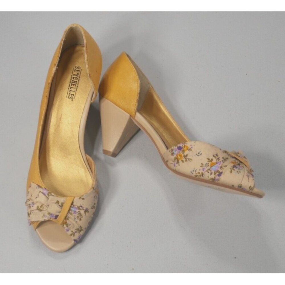Seychelles Floral Open Toe Pumps Womens Size 7 EUC